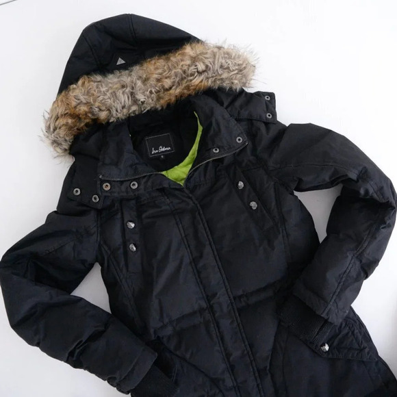 Sam Edelman Black Parka with Faux Fur Trim Hood Size Small - Picture 9 of 15